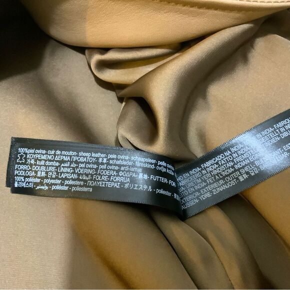 NWOT Massimo Dutti Tan 100% sheep Leather Blazer. Size S - Picture 8 of 10